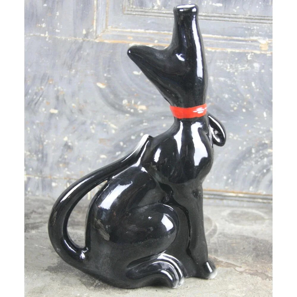 Borghini Lacrima Christi Black Cat Ceramic Wine Decanter, made in Italy